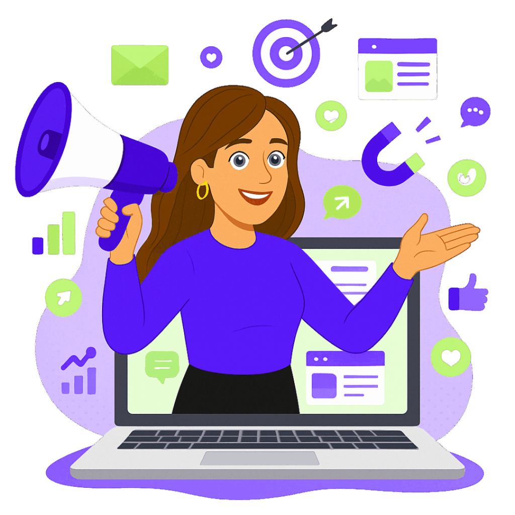 digital marketing woman avatar graphic