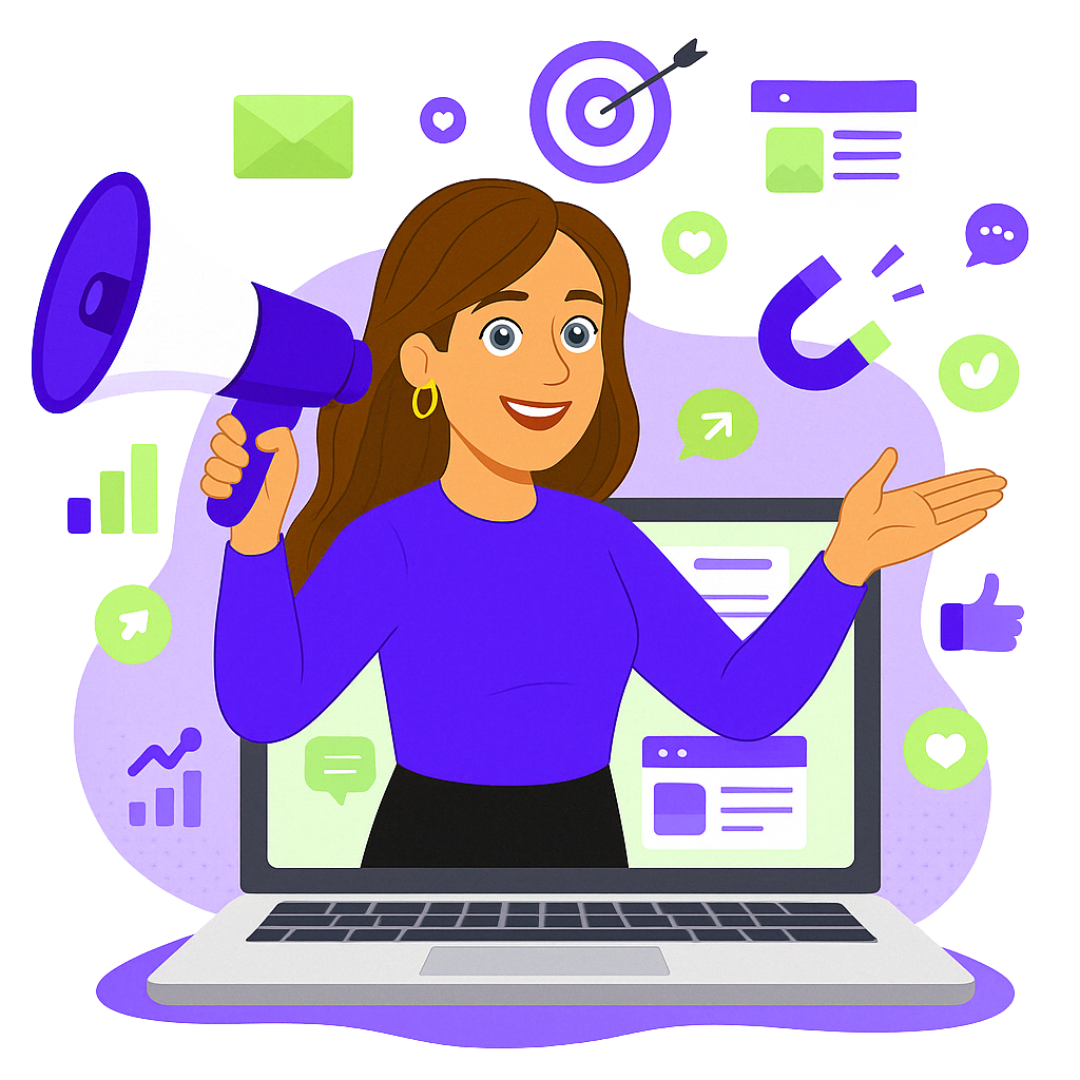 CRM and Marketing Automation 1 digital marketing woman avatar graphic